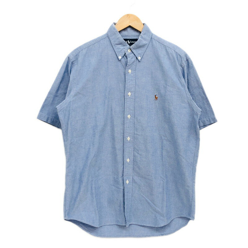 【美中古品】【メンズ】 POLO RALPH LAUREN ポロ・ラルフローレン 半袖<strong>シャツ</strong> ワッペン カジュアル<strong>シャツ</strong> 半袖 トップス 146-240526-hn-04-fur サイズ：L カラー：ブルー 万代Net店