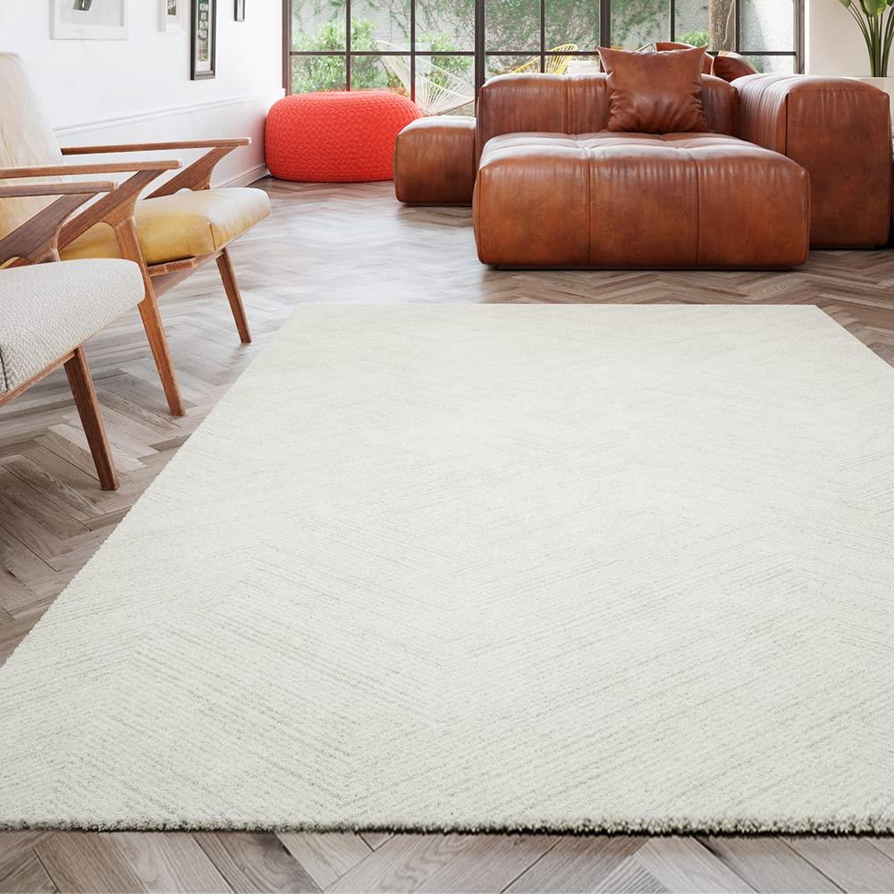 アイリスプラザ 伝統あるヨーロッパ産ウィルトン織ラグ 140×200cm ヘリンボーン アイボリー エコテックス認証取得 厚さ 1.2cm 静電気防止 床暖房対応 ラグ マット カーペット 54355-560 IV