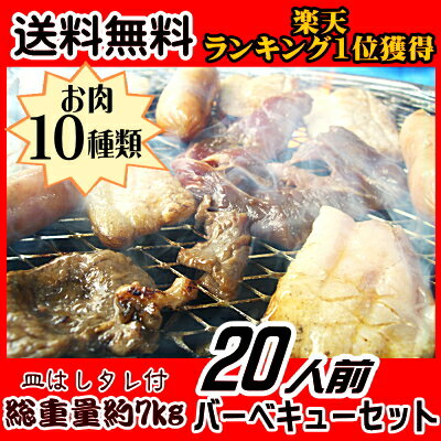 ランキング常連！花見、アウトドアに！一人490円の特選バーベキューセット　特製タレ、箸、紙皿付　総重量約7kg　（20人前）【メガ盛】 【送料無料】 【2sp_120314_b】