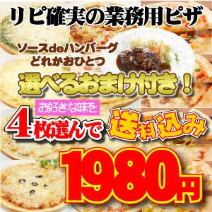 【送料コミコミ1980円】選べるお試しセット！お好きなピザ4枚チョイス+お好きなハンバーグ1コおまけ！