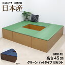 樹脂畳ユニットセット グリーン ブルー ハイタイプ Bセット 幅180cm×奥行210cm×高さ45cm 小上がり 高床式 畳 ユニット畳 ベンチ ベッド 収納 BOX ボックス スツール 堀こたつ たたみ タタミ 国産 日本製 27330/27331