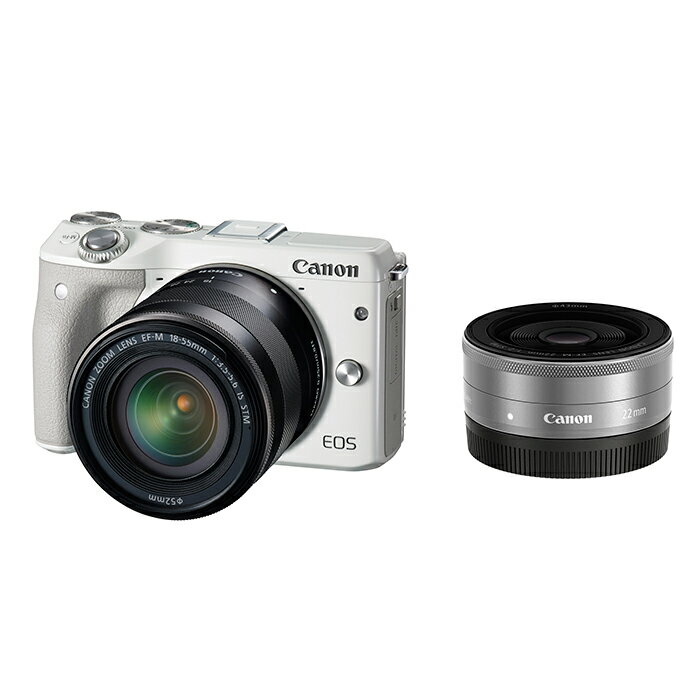 《新品》 Canon (キヤノン) EOS M3 ダブルレンズキット ホワイト [ ミラー…...:mapcamera:10572155