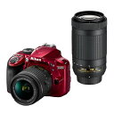 《新品》 Nikon(ニコン) D3400 ダブルズームキット レッド【KK9N0D18P】