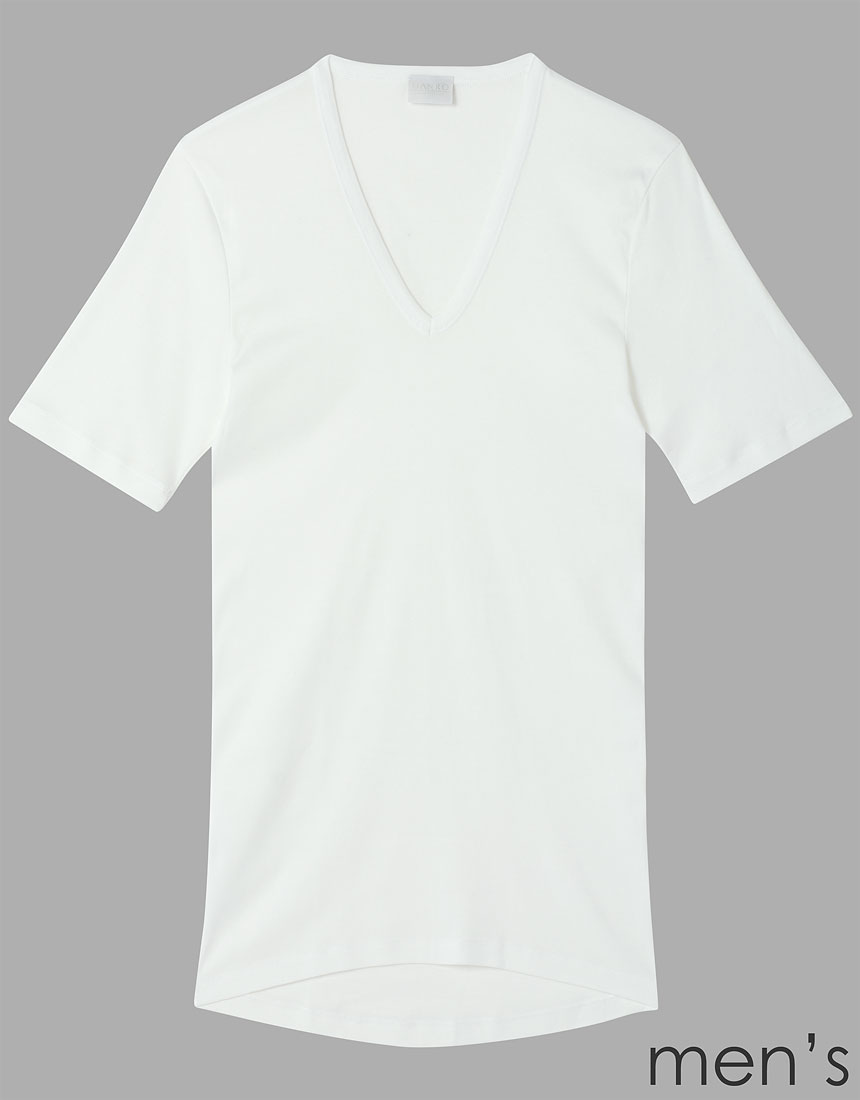 HANRO ハンロ COTTON PURE メンズ コットン 半袖シャツ （Vネック）