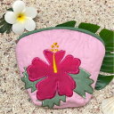 【クーポン発行!7/5は最大P34倍】 ハワイアンキルト Hawaiian Quilt ハイビスカスコインケース ピンク インテリア小物 財布 小銭入れ 小物入れ がま口