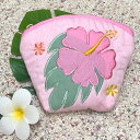 【ブラックフライデー最大P24倍11/25】 ハワイアンキルト Hawaiian Quilt ハイビスカスコインケース ピンク インテリア小物 財布 小銭入れ 小物入れ がま口