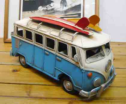 ブリキのおもちゃ「 Carrirer Car キャリカーサーフバス 」1442/ブリキ製インテリア/雑貨 置物 サーフィン【RCP】