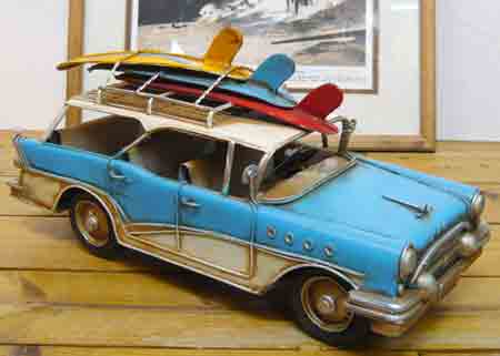 ブリキのおもちゃ「 Carrirer Car キャリカーサーフワゴン 」/ブリキ製インテリア/雑貨 置物 サーフィン【0720otoku-p】