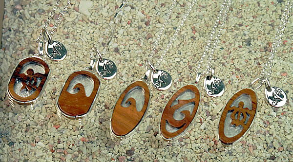 ★100%ハンドメイドコアウッドアクササリー★Aqua アクア ハワイアンコアウッド×シルバー Aquaチャーム付ネックレス(大)/ハワイアンアクセサリー ウッドアクセサリー【YDKG-f】