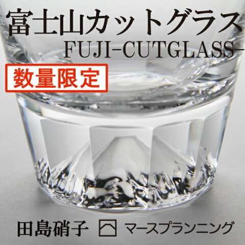 【手づくり江戸硝子】富士山グラス 12面カットグラス ギフト　当店限定 田島硝子 正規代理店 保証書付