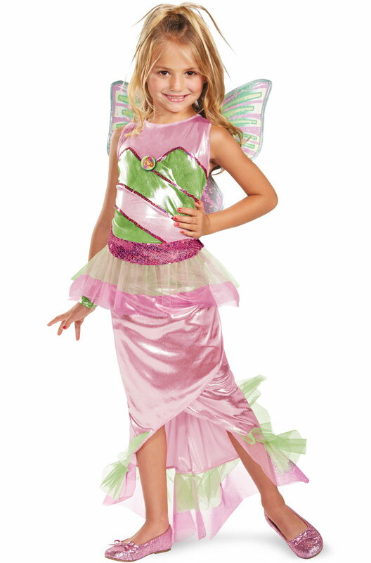 ハロウィン コスプレ Winx Club Flora Mermaid デラックス 子供用 衣装 男の子 女の子 小学生 かわいい 面白い 妖精 Fairy 学園祭 文化祭 大学祭 コスチューム 仮装 変装：Mars shop