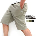 ファーストダウン ハーフパンツ メンズ ベルト付き ツイル ショートパンツ【マルカワ first down ブランド ストリート アメカジ ウエストゴム イージー XL LL