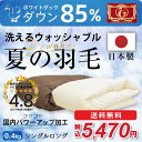 日本製 羽毛ダウンケット 夏用羽毛肌掛け布団 0.4kg シングル ロング日本製 夏用ダウンケット 国産 羽毛ふとん 高品質エクセルゴールドラベル ダウン85% 0.4kg サイズ150×210cm シングルロング 洗える ウォッシャブル 最安値に挑戦