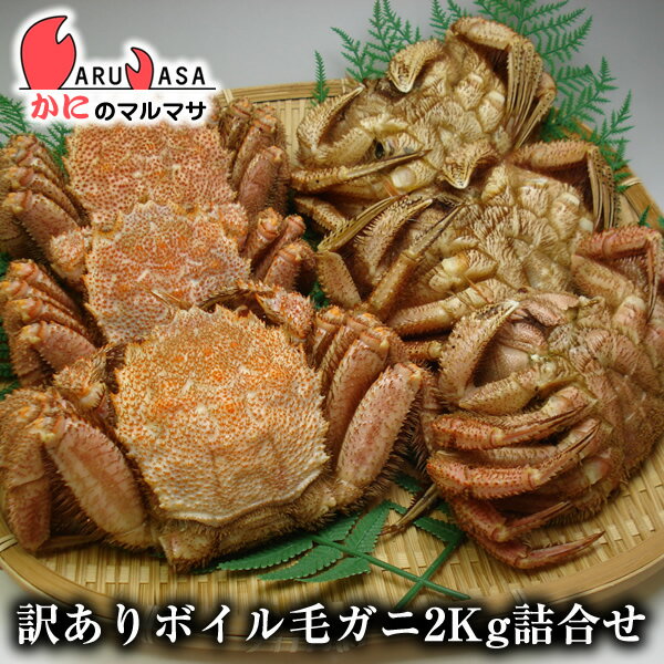 送料無料 北海道産 訳ありボイル毛ガニ2kg(1ケース)【まち楽_B級グルメ_メディア】