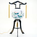 【盆提灯・盆ちょうちん 廻転灯(回転灯)】 黒蒔絵 芙蓉回転灯 No.3 (電気コード式・プラスチック製)(bcy-7733) 【楽ギフ_のし宛書】初盆 新盆 お盆用 灯籠 岐阜提灯 【HLS_DU】【あす楽対応】etc【あす楽_土曜営業】【あす楽_日曜営業】