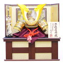 五月人形 龍玉 着用兜収納飾り 武光作 立体大鍬形 着用兜 30号 焦茶収納飾り 金屏風