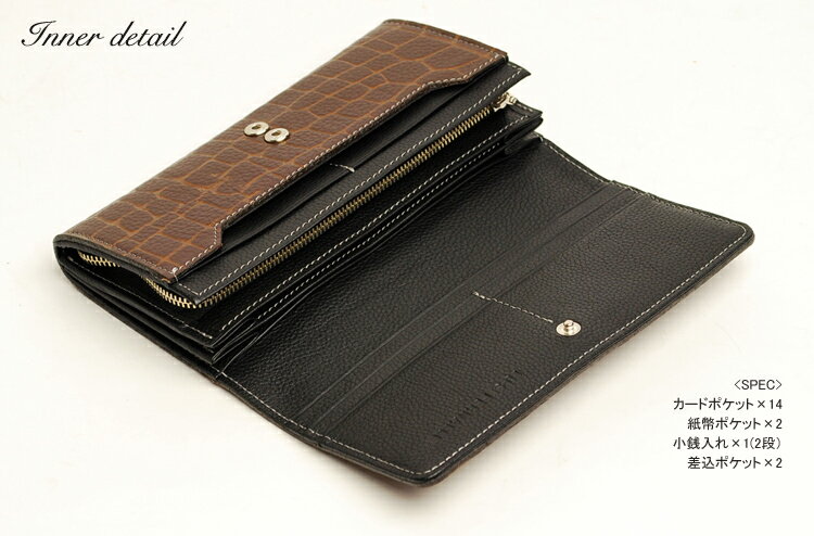 【FU-SIFERNALLE/フーシフェルナーレ】LaminaCoccowalletcollection:クロコダイル柄にゴールドメタリックを施した、上質なイタリーレザー長財布【RCP】10P20Nov15