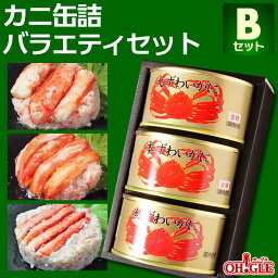 カニ 缶詰 バラエティセット Bセット【送料無料】【高級ギフト箱入】かに缶詰 かに缶 <strong>カニ缶</strong> ギフト 高級ギフト 缶詰ギフト ギフトセット 箱入 包装 内祝 御礼 お誕生日祝 のし 熨斗 御歳暮 お歳暮