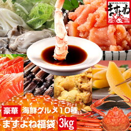 母の日 父の日 早割12800円送料無料【数量限定】【海鮮グルメ福袋10種】豪華ますよね福袋 お取り寄せ グルメ 約3kg [ずわい蟹/上級<strong>いくら</strong>/無添加生<strong>うに</strong>/越前甘エビ/本チャン数の子/広島牡蠣/刺身するめいか/刺身サーモン プレゼント お歳暮 ギフト