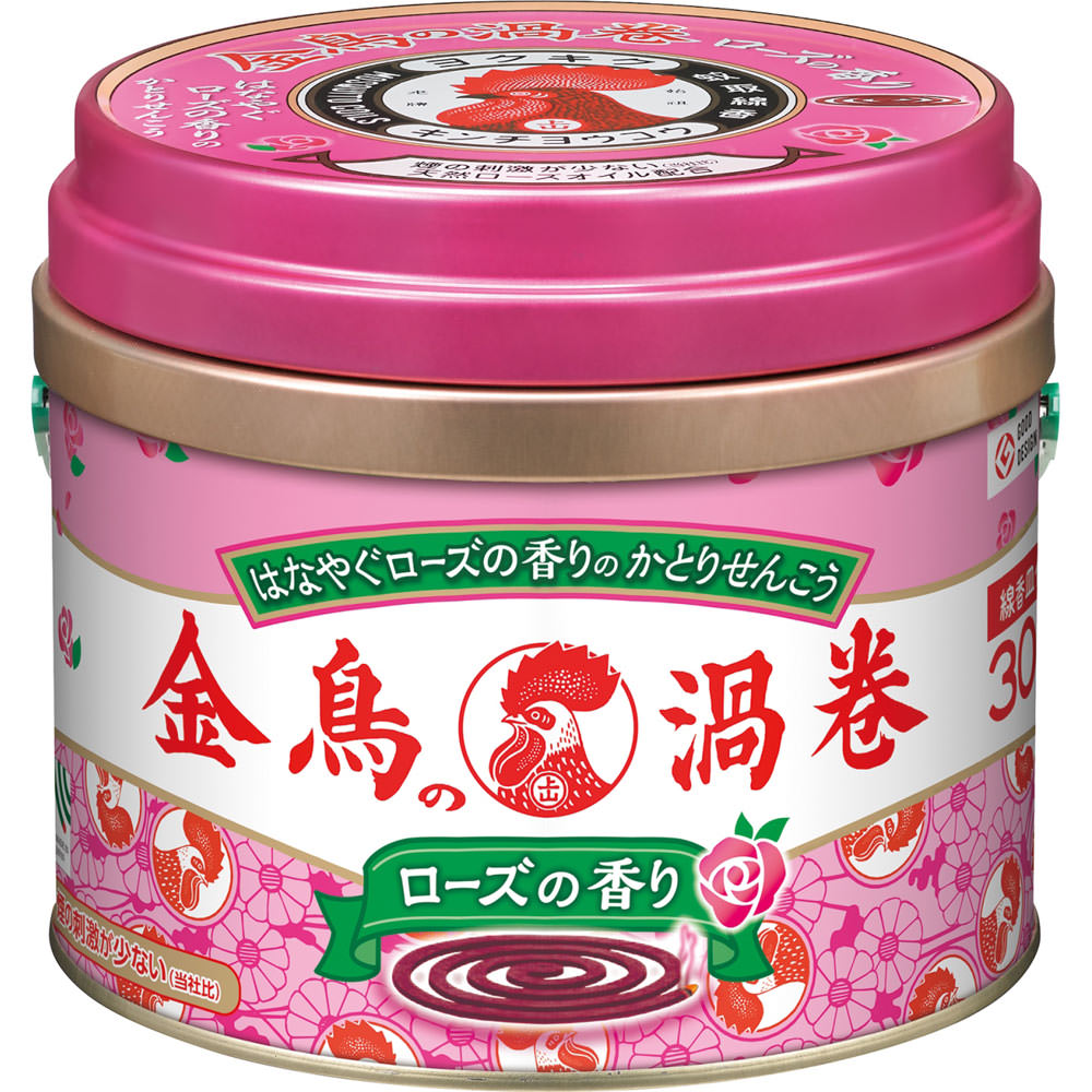 大日本除蟲菊 金鳥の渦巻 ローズの香り（缶） 30巻（医薬部外品）