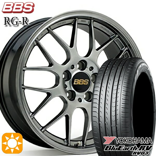 【取付対象】225/45R18 95W XL ヨコハマ ブルーアース RV03 BBS RG-R ダイヤモンドブラック（DB） 18インチ 8.0J 5H114.3 サマータイヤホイールセット