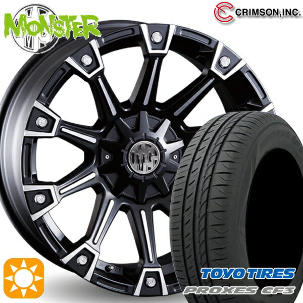 【取付対象】エスティマ ヤリスクロス 215/60R16 95H トーヨー プロクセス CF3 クリムソン MG モンスター ブラックポリッシュ 16インチ 7.0J 10H114.3/127 サマータイヤホイールセット