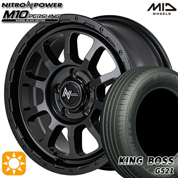 【取付対象】195/60R16 89H キングボス G521 MID ナイトロパワー M10 パーシング バレルブラック 16インチ 7.0J 5H114.3 サマータイヤホイールセット