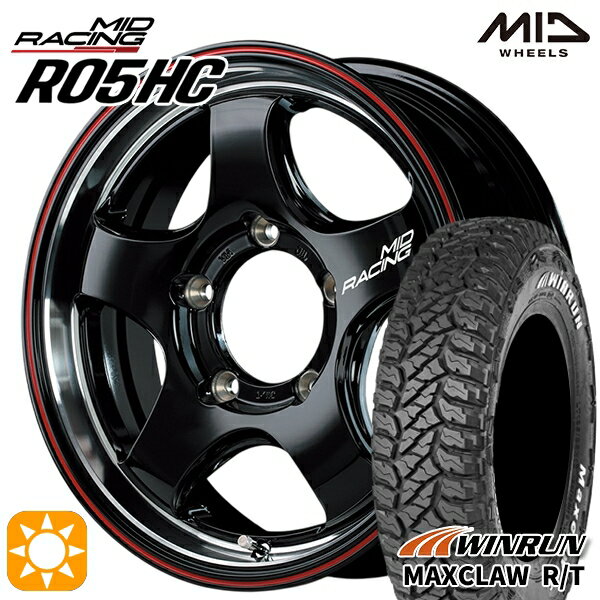 【取付対象】ジムニー 185/85R16 105/103N ウィンラン マックスクロウ R/T　ホワイトレター MID RMPレーシング R05HC BKリムヴァーティカルP/レッドライン 16インチ 5.5J 5H139.7 サマータイヤホイールセット