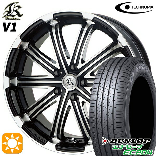 【取付対象】225/45R18 95W XL ダンロップ エナセーブ EC204 テクノピア カシーナ V1 ブラックポリッシュ 18インチ 7.0J 5H114.3 サマータイヤホイールセット