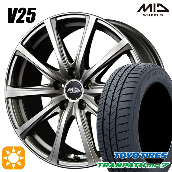 【取付対象】205/50R17 93V トーヨー トランパス mp7 MID ユーロスピード V25 メタリックグレー 17インチ 7.0J 5H114.3 サマータイヤホイールセット