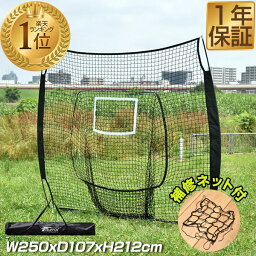 【楽天1位】硬式野球 練習 ネット バッティングネット 大型 2.5m 250cm×212cm 組立て式 折りたたみ 収納バッグ付 硬式野球 軟式野球 ソフトボール 投球練習 打撃練習 バッティングゲージ 室内 屋外 自宅 練習用ネット バッティング練習 1年保証 ★[送料無料]