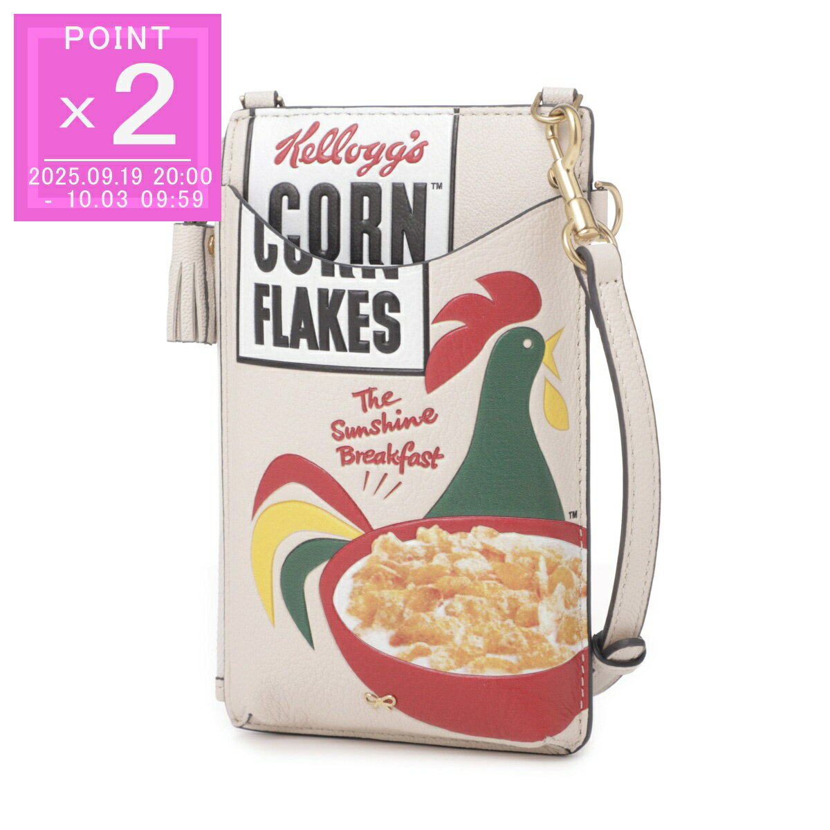 アニヤ・ハインドマーチ ANYA HINDMARCH スマートフォンポーチ ベージュ レディース 179737 chalk CORNFLAKES ZIP PHONE POACH【返品送料無料】