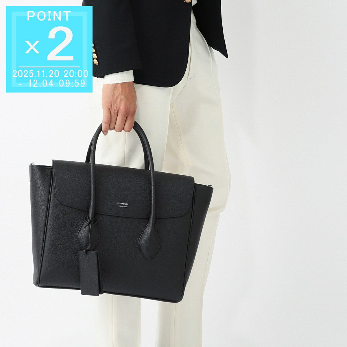 フェラガモ FERRAGAMO ブリーフケース ブラック メンズ florence 241607 0775164 nero【返品送料無料】[2025SS]