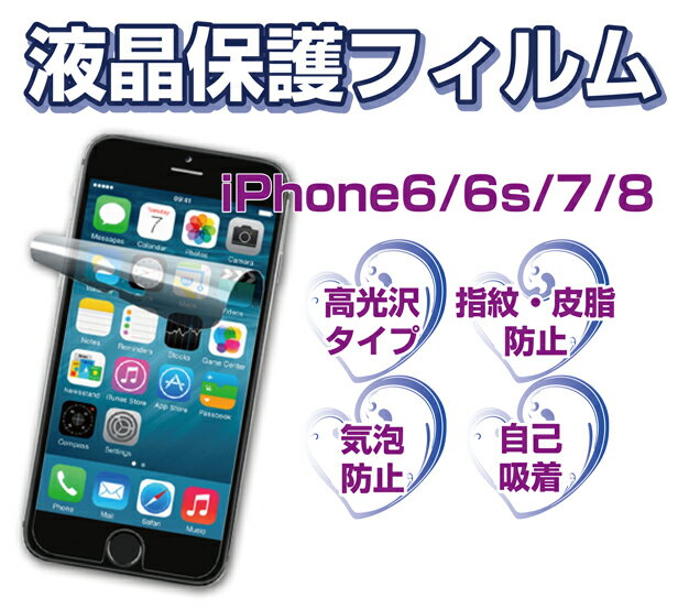 送料無料■液晶保護フィルム■iPhone6/6s/iphone7アイフォン 保護 フィルム 液晶 保護フィルム指紋防止 皮脂防止 気泡防止自己吸着 クリーナー付【mc-factory】