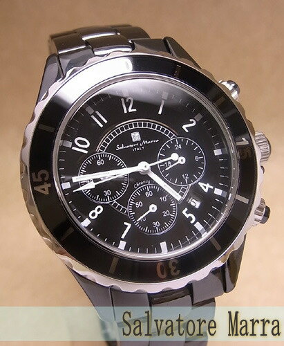 サルバトーレマーラメンズクロノグラフ メンズ腕時計セラミック素材使用ブラック[SM11137-BKA]