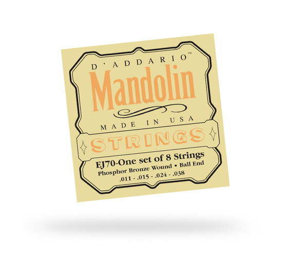 ◆ダダリオD'Addario マンドリン弦 1セット Mandolin Ball End/Phosphor Bronze-Medium Light（EJ70）