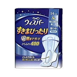 【P＆G】ウィスパーすきまぴったり超朝までガード　さらふわ400　特に心配な夜用　14枚☆日用品※お取り寄せ商品