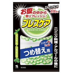 【毎日ポイント5倍＠大特価】【小林製薬】ブレスケア　つめ替え用（ストロングミント） 100粒☆日用品※お取り寄せ商品