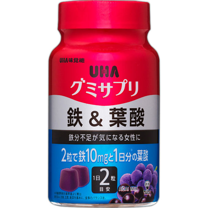 UHA味覚糖UHA グミサプリ 鉄＆葉酸 ボトル ＜60粒＞【ポイント15倍】※2018/08/20まで