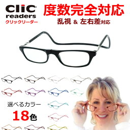 全度数対応　クリックリーダーセット　レギュラータイプ　近視　遠視　乱視　老眼　左右度数差　度入り　度付き　薄型非球面レンズ　オプションでブルーライトカット可　マットカラー　パステルカラー　<strong>首掛け</strong>　メガネ　clicreader