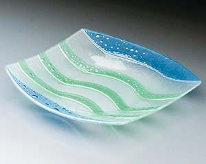 【まとめ買い10個セット品】 ワ645-098 ガラス 清流四角盛皿【キャンセル/返品不可】
