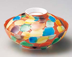 【まとめ買い10個セット品】和食器 ト104-038 赤彩交趾蓋向【キャンセル/返品不可】【メイチョー】