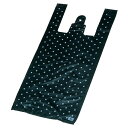 【まとめ買い10個セット品】 レジ袋 黒地白水玉 22×43(31)×横マチ13 4000枚【店舗什器 小物 ディスプレー ギフト ラッピング 包装紙 袋 消耗品 店舗備品】【厨房館】