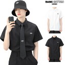 BASIC COTTON ベーシックコットン 正規品 ロゴハーフシャツ/全2色【あす楽対応】韓国 韓国ブランド 韓国ファッション トップス シャツ ロゴ ユニセックス メンズ レディース ストリート
