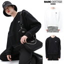 BASIC COTTON ベーシックコットン 正規品 ロゴステッチトレーナー/全2色【あす楽対応】韓国 韓国ブランド 韓国ファッション トップス スウェット トレーナー ロゴ ユニセックス メンズ レディース ロゴ ストリート