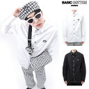 【セール】BASIC COTTON ベーシックコットン 正規品 ロゴステッチロングシャツ/全2色【あす楽対応】韓国 韓国ブランド 韓国ファッション トップス シャツ ロゴ ユニセックス メンズ レディース ストリート