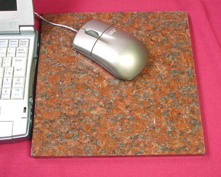 ◆天然石マウスパッド赤系御影石No1ニューインペリアルレッド　正方形