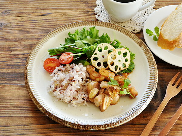 和食器　渕錆粉引ディナープレート24.5cm