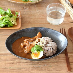 【30%OFFクーポン 5/7 9___59まで】食器 和食器 おしゃれ 皿 <strong>カレー皿</strong> （黒イラボ）ナチュラルオーバル<strong>カレー皿</strong>＆パスタ皿 パスタ皿 モダン 美濃焼 ボウル アウトレット カフェ風 電子レンジ対応 食洗機対応