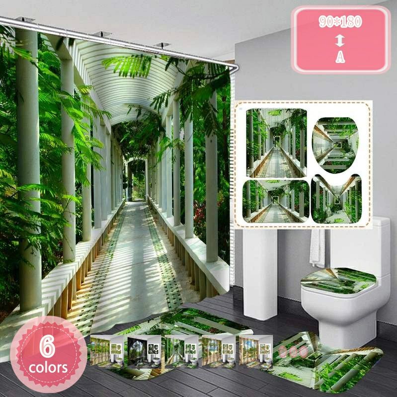 加厚 耐用性 3D 透明カーテン 白 厚手 北欧 お風呂窓 EVA 幾何パターン バスカーテン バスルーム 飛沫防止シート 洗濯可 180*180